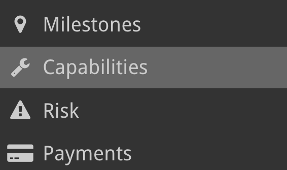 Capabilities in side menu